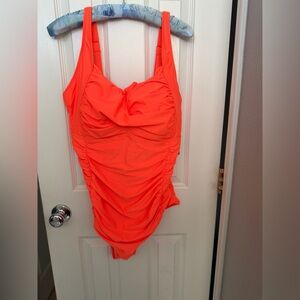 Bold Orange Ruched Women's One Piece Swimsuit